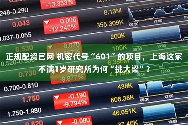 正规配资官网 机密代号“601”的项目，上海这家不满1岁研究所为何“挑大梁”？
